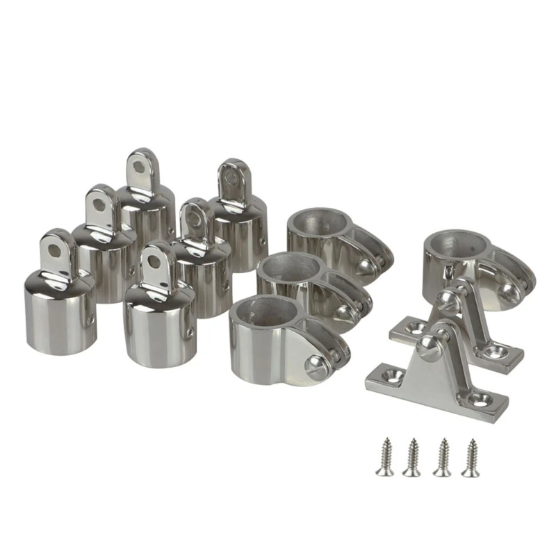 

12x Stainless steel Boat Bimini Top Fitting Slide Cap Slide Sleeve Pipe Eye End