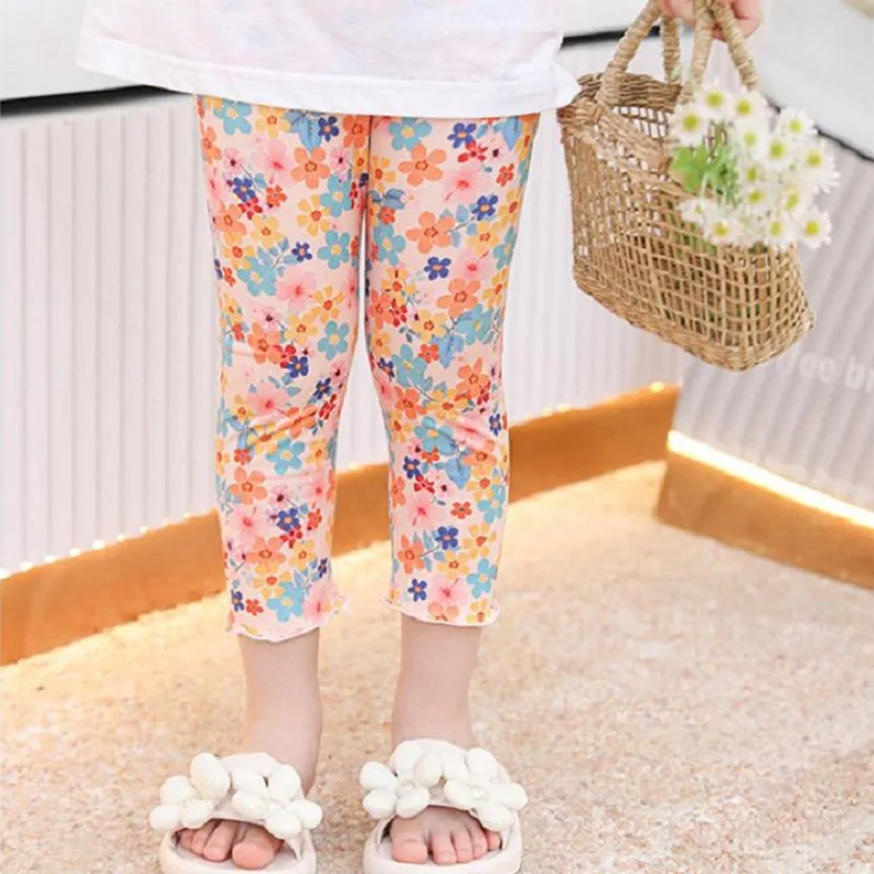 Girls' Cropped Trousers 2 3 4 5 6 Years Summer Cartoon Baby Girls Cool Capris Trousers Thin Baby Pants Summer Style