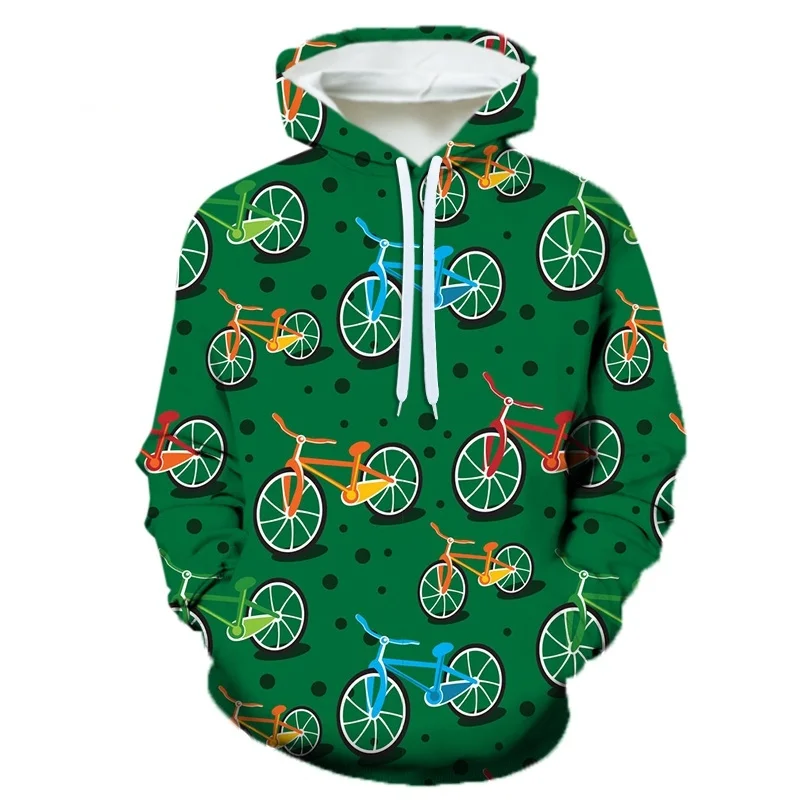 Bicycle Pattern Print Women Men Pullover Hoodie