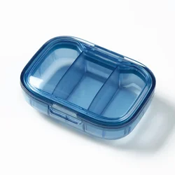 Compact Portable Pill Organizer and Storage Box (Blue)