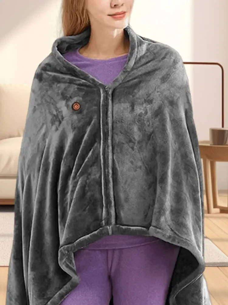 New USB Electric Heated Blanket 3 Heating Levels Fleece Heated Blanket Wearable Heating Lap Blanket for Household and Office LIJ