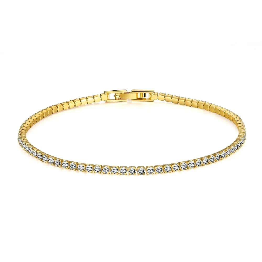  도금 18K 로즈 골드 16CM  19CM 테니스 팔찌 2.5MM 지르코니아 기념일 선물