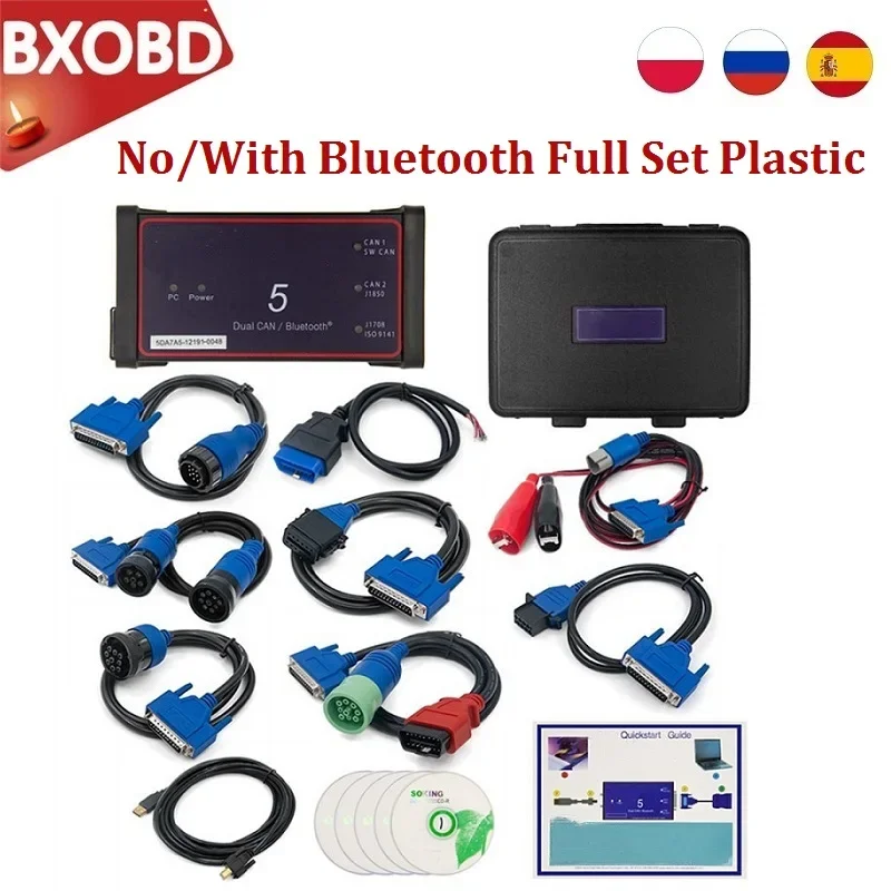 RU/PL Ship Bluetooth/USB D-PA5 Protocol Adapter 5 Heavy Duty OBD2 Truck Scanner Heavy Duty Truck Diagnostic Tools Car Scanner