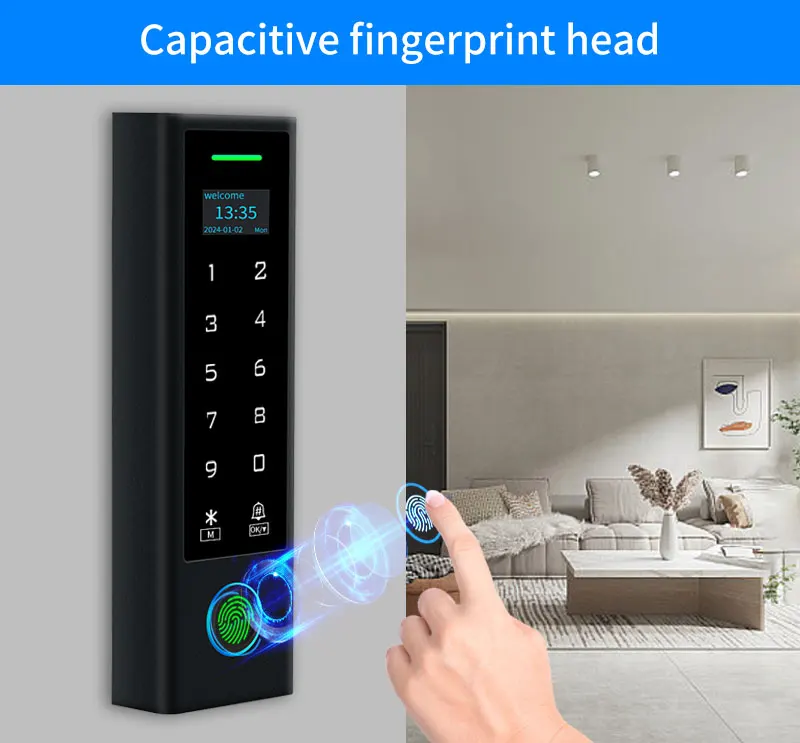 LCD Screen WIFI Tuya Fingerprint Door Access Control Waterproof 125Khz RFID Card