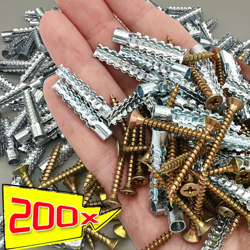 Serrated Steel Wall Anchors Metal Expansion Tube Pipe Self Tapping Screw Drilling Plug For Concrete Wall Fasteners Bolt Anchors