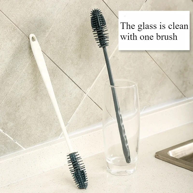 Silicone cup brush milk bottle cleaning brush long handle water bottles cleaner glass cup cleaning kitchen tools cleaning brush bottle cleaning brush bottle brush cleaning brush set
