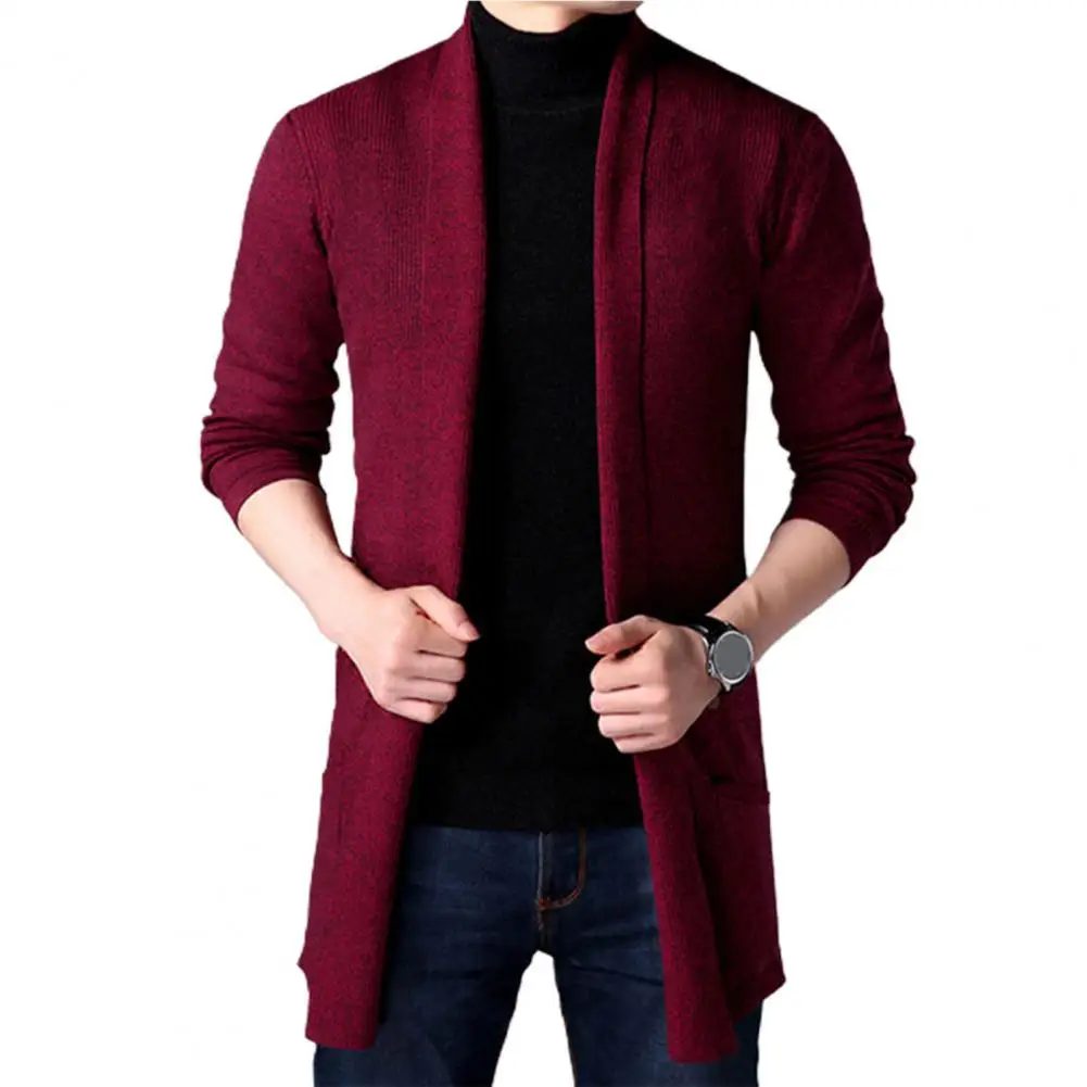 

Sweater Coats Men New Fashion 2024 Autumn Men's Slim Long Solid Color Knitted Jacket Fashion Men's Casual Sweater Cardigan Coats