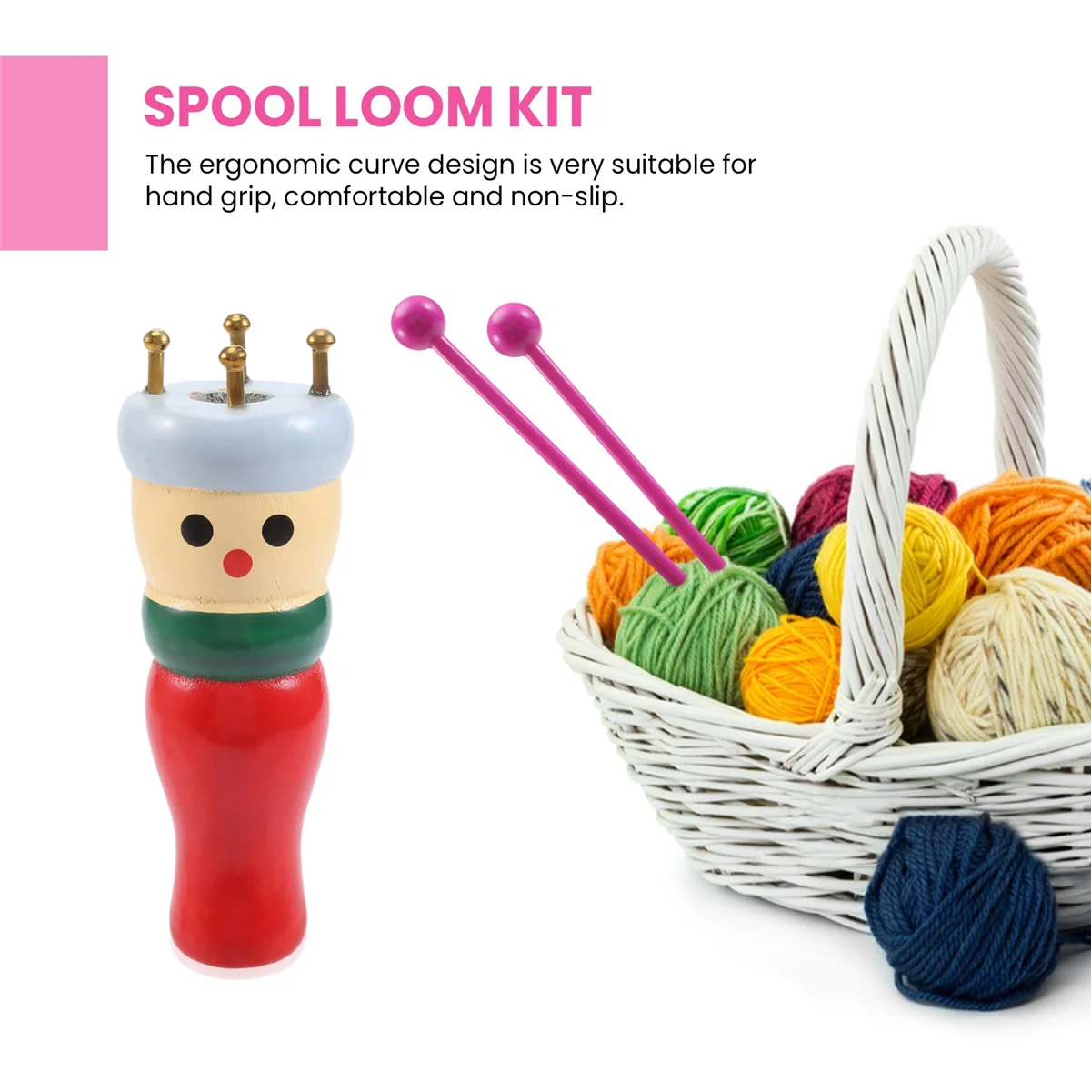ACKOR 프랑스어 Knitter 도구 2 팩, 나무 뜨개질 돌리 세트 스풀 뜨개질 인형 팔찌 등을 만들기위한 뜨개질 직기 장난감