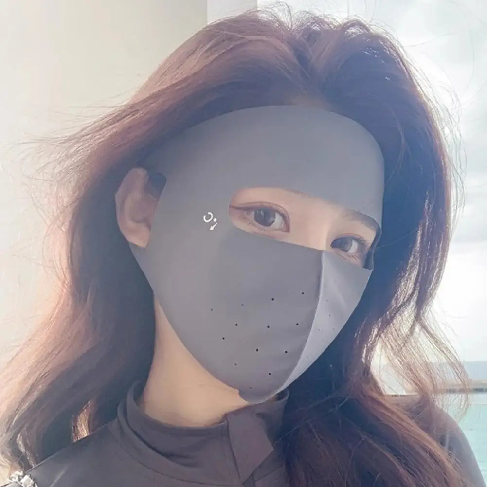 Summer Ice Silk Sunscreen Mask Full Face Sun Protection Forehead Facial Gini Thin Section Breathable Anti Ultraviolet face mask