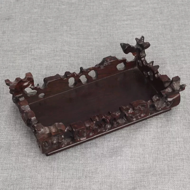 Rectangular Base Vase for Bonsai, Wooden Tray, Display Show Pedestal, Ornaments Ebony Purple Sand, Teapot