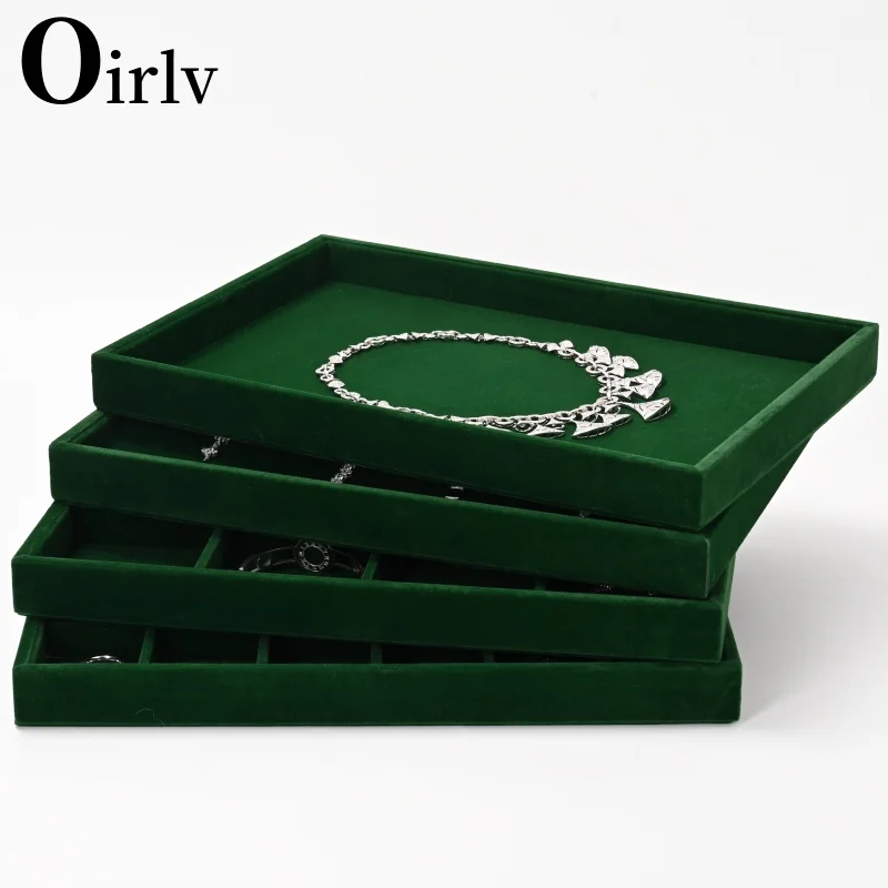 

Oirlv Velvet Jewelry Display Tray Exquisite Jewellery Holder Portable Earrings Necklace Organizer Storage Box Organizator Tray