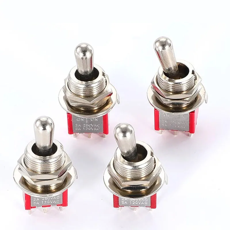 5Pcs SH T80-T Series Standard Lever Mini Toggle Switch 6.35mm Panel Mount 5A 125VAC