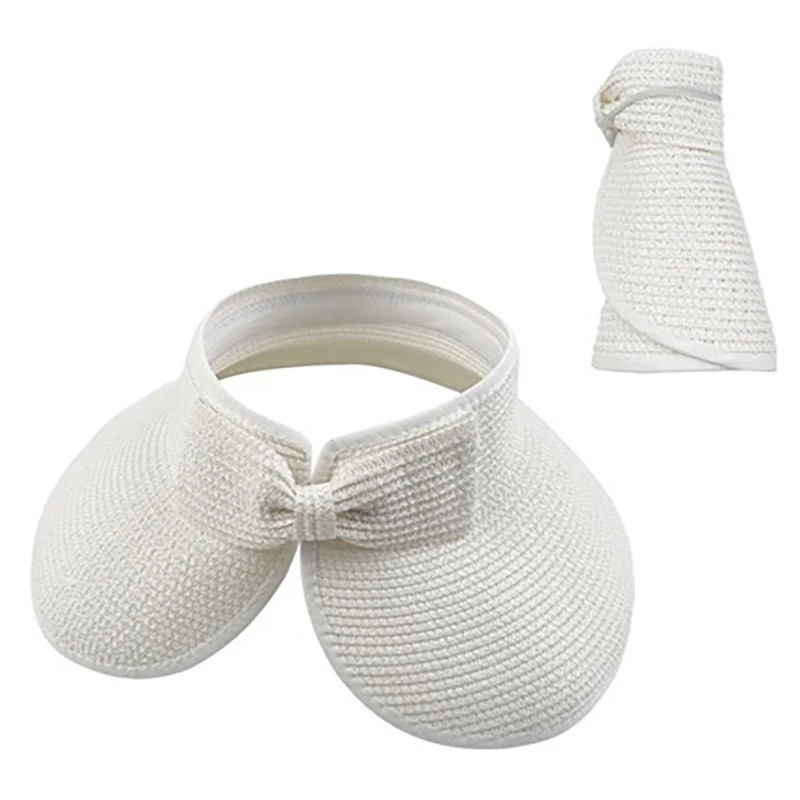 Roll-Up Sun Visor Straw Hat Sunscreen Sun Cap Sunshade Big-Edge Foldable Hat Outdoor Wide Brim Straw Visor
