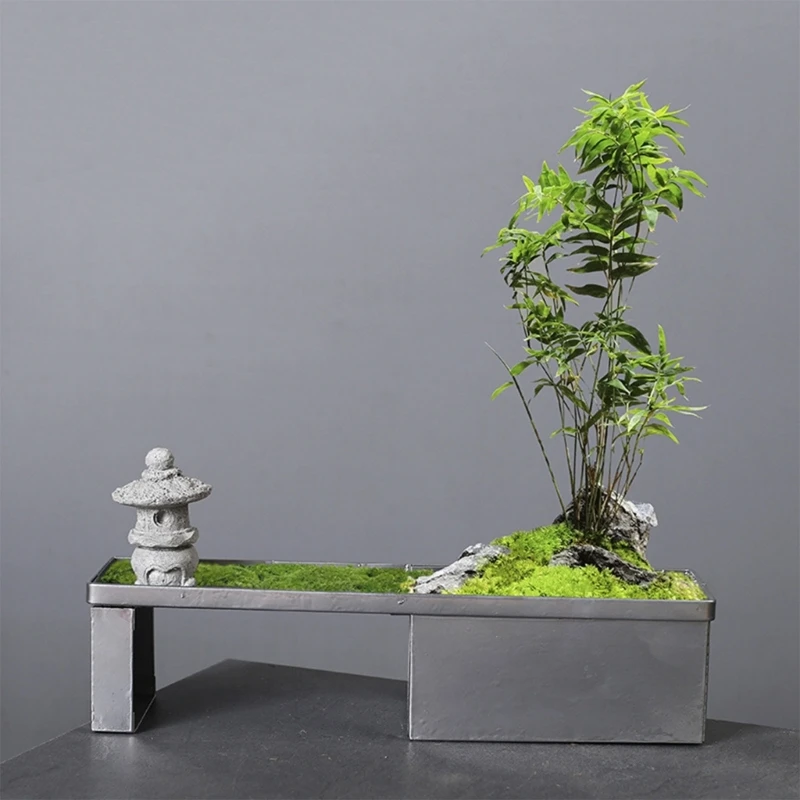 

Новая Железная ваза в китайском стиле ретро с цветами, растениями, дзен, украшения, модель комнаты, ландшафтный песочный стол, пагода