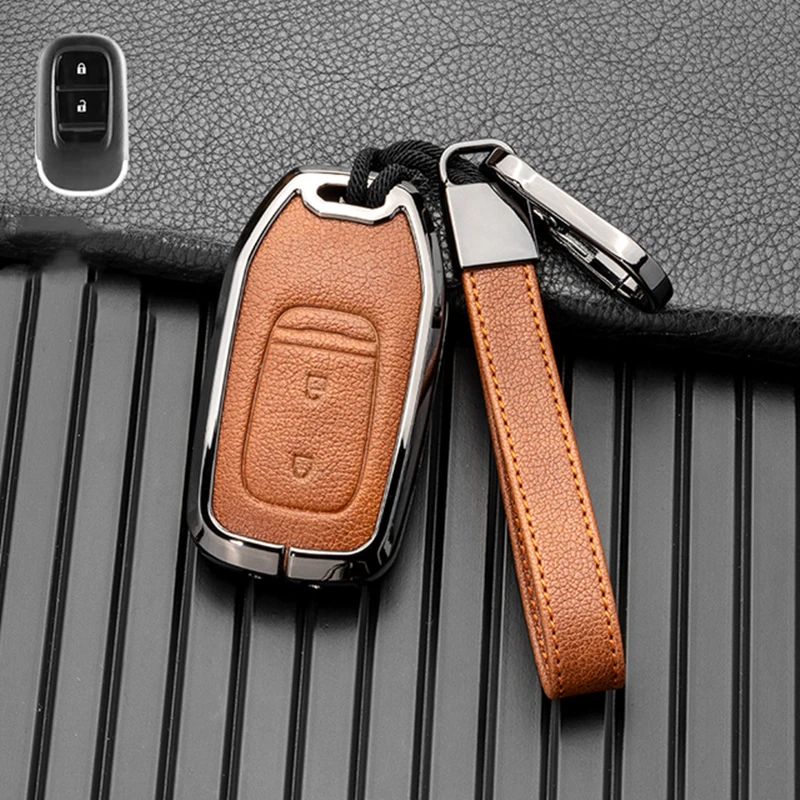 

Leather Alloy Car Remote Key Case Cover Full Shell For Honda CRV CR-V Fit Civic Accord Pilot HR-V HRV City Odyssey XR-V Key Fob