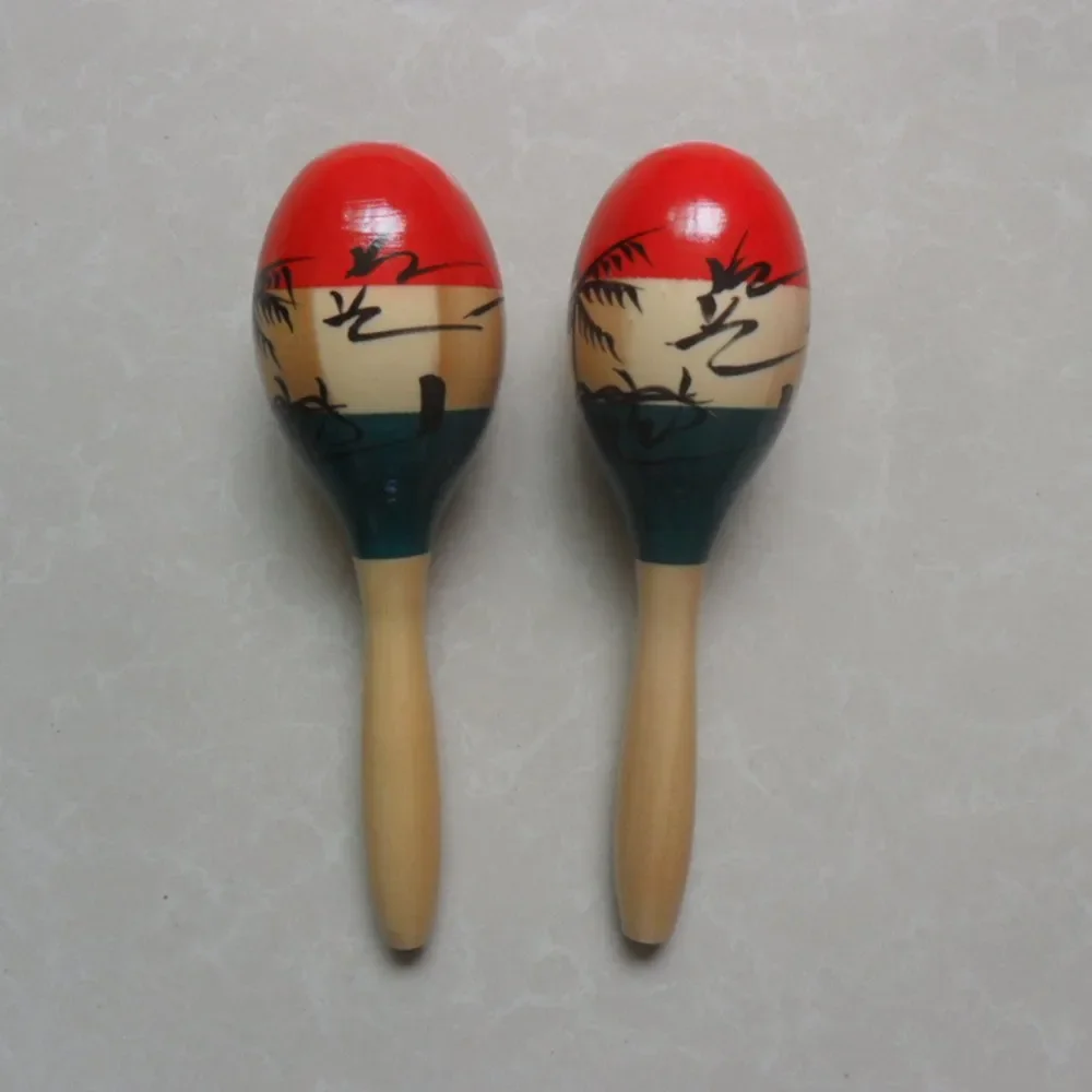 Durable Maracas Percussion Wooden 2pcs Adult Colourful Dinner Ethnic Hand Musical musical rattles