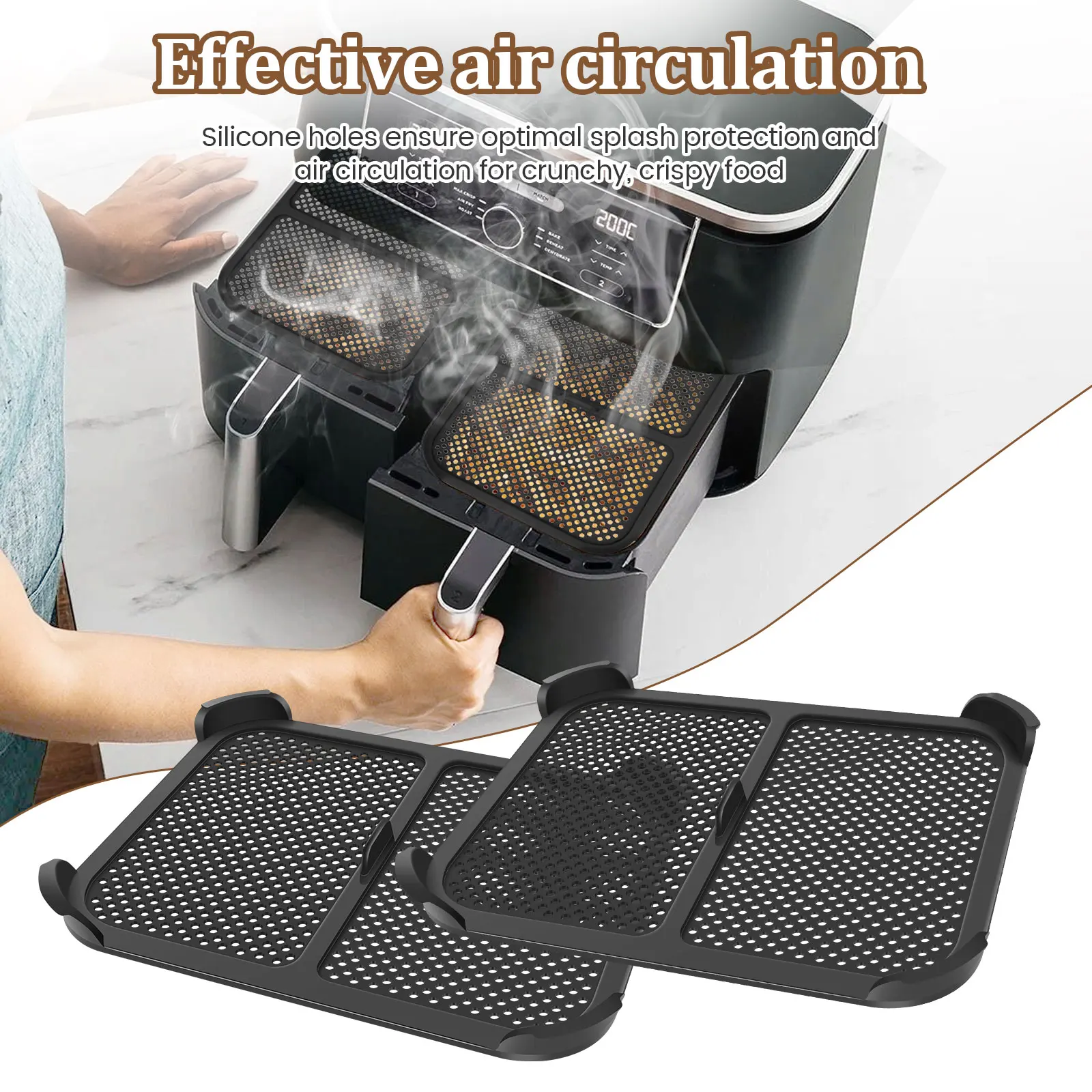 2 Pcs Air Fryer Splatter Screen Compatible for Ninja AF400EU/DE AF451EU/DE Dual Air Fryer Silicone Splatter Guard Protection air fryer splatter screen
