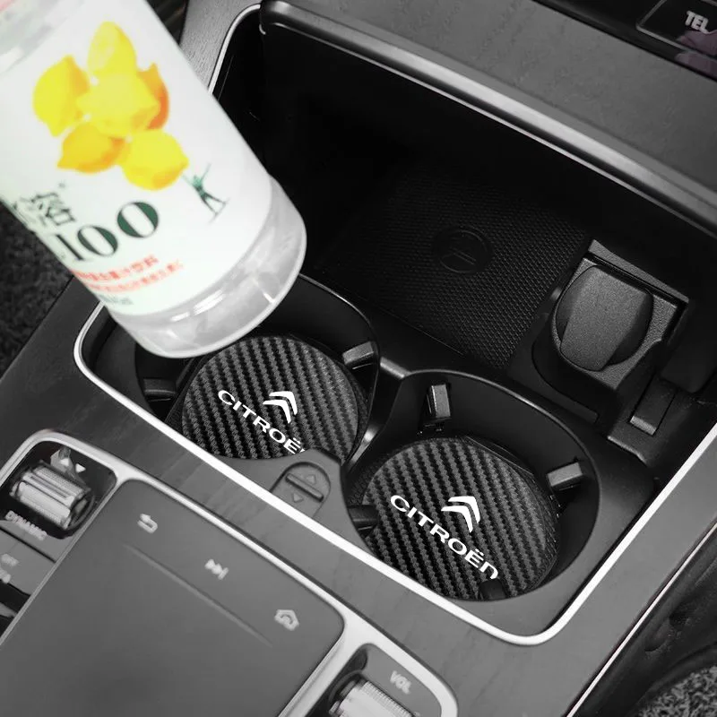 Set of 2 Carbon Fiber Car Cup Holder Coasters