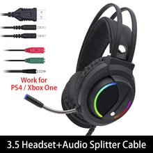  Gaming Headset Gamer 7.1 Surround Sound USB 3.5mm Wired RGB Light Game Headphones with Microphone for Tablet PC Xbox One 360 