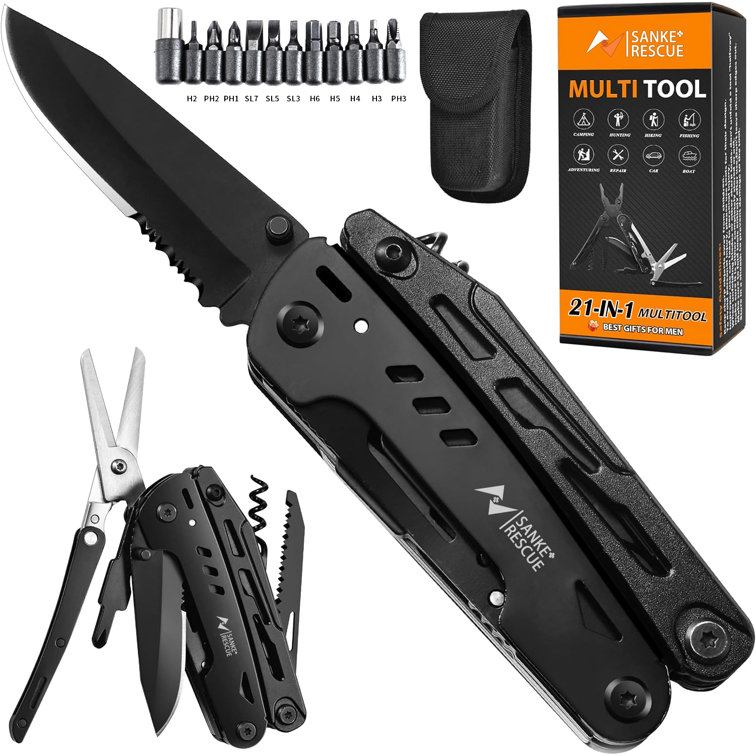  LUCHSHIY Multifunctional Hand Tool Pliers Folding Knife Scissors Plier Saw Outdoor Camping EDC Equipment Folding Multitool 