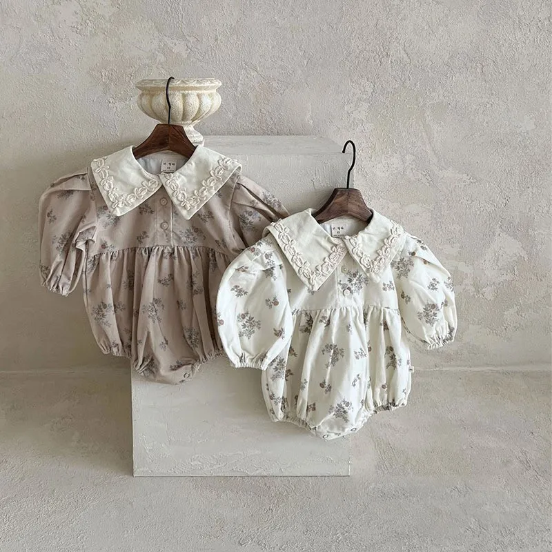 

Children's clothing ins autumn girls babyrompers foreign Floral princess 100-day jumpsuit climbing clothes