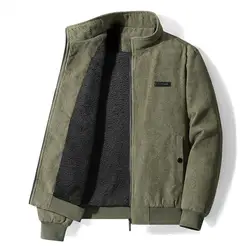 Cold Weather Men Jacket Men Winter Jacket Men's Winter Cotton Jacket with Thick Plush Lining Stand Collar Zipper for Regular