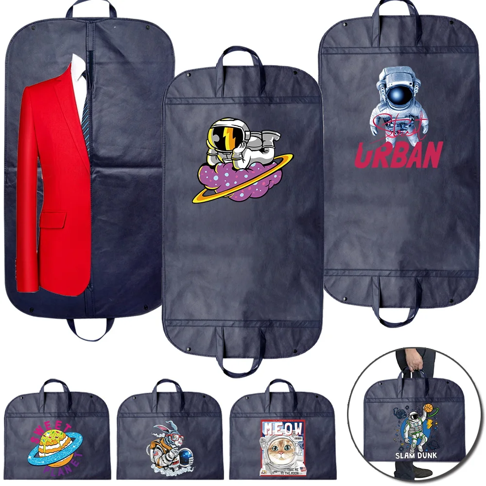 Dust-proof Garment Protector Cover Bag Fully Enclosed Clothes Cover with Zipper Bag Astronaut Print Hanging Durable Storage Bag