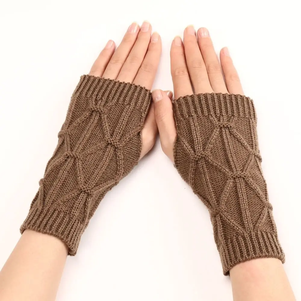 

Half Finger Wrist Gloves New Knitted Argyle Fingerless Gloves Wrist Warmers Warmer Gloves Autumn Winter