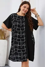  Plus Size Dresses for Women Xl-3xl 2022 Summer O-Neck Midi Dress Short Sleeve Casual Ladies Dress Office Dress Woman Dress 
