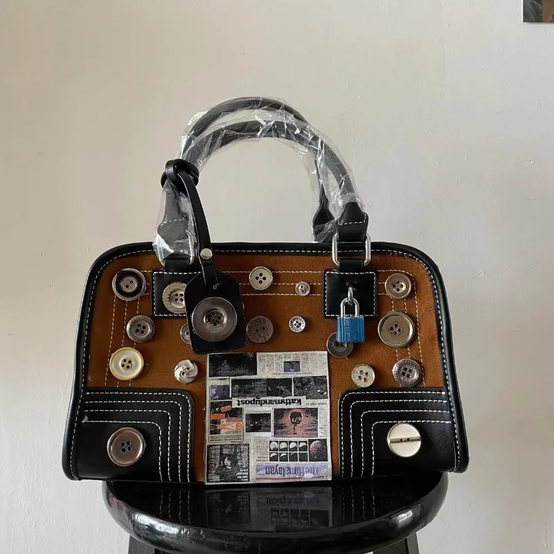 Bolsos de diseñador Bolsos de mano vintage para mujer Bolsos de hombro con botones Y2k Bolsos de mano femeninos Bolsos de mano de moda Bolsas femeninas