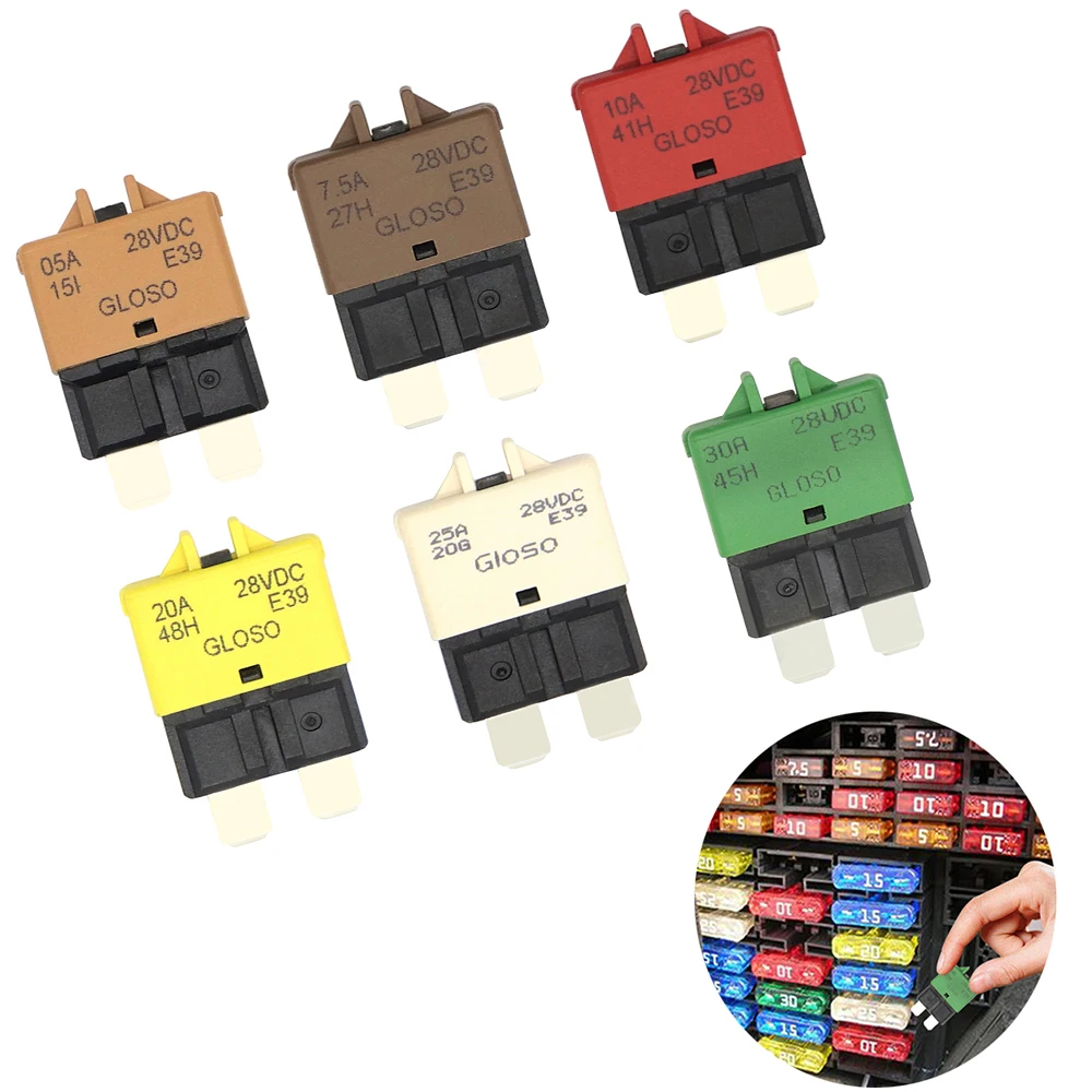 DC14/32V 5A-30A Automatic Reset Mini ATM Circuit Breaker Blade Fuse With Automatic Recovery for Car Motorcycle Truck Boat Marine
