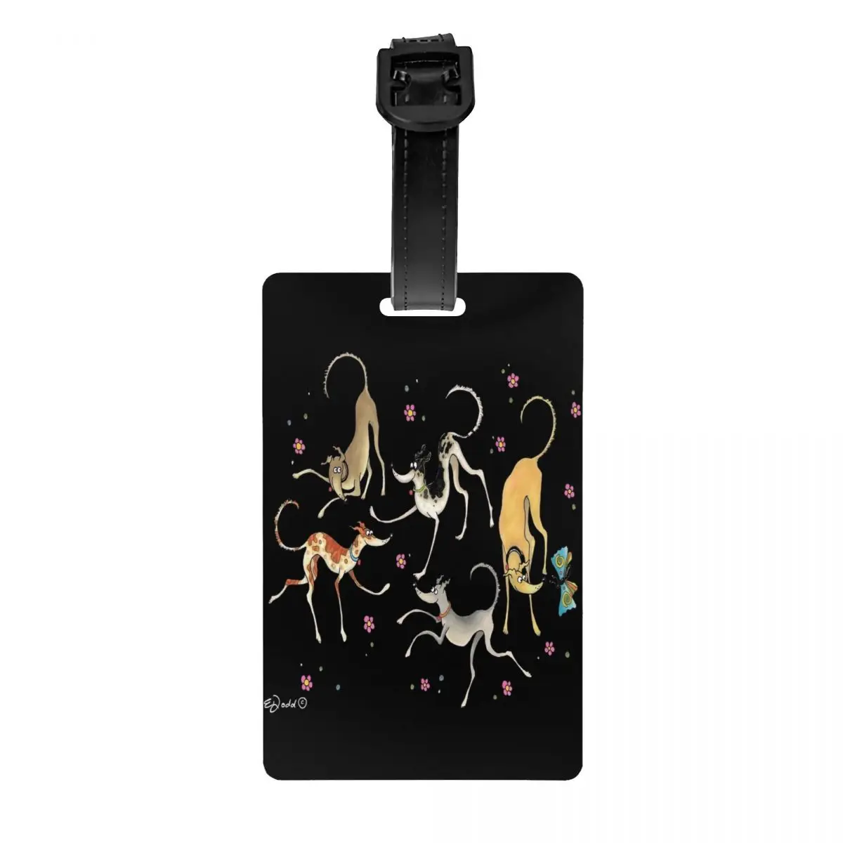 

Custom Garden Party Cute Greyhounds Lurcher Luggage Tag Whippet Sighthound Dog Baggage Tags Travel Bag Labels Suitcase