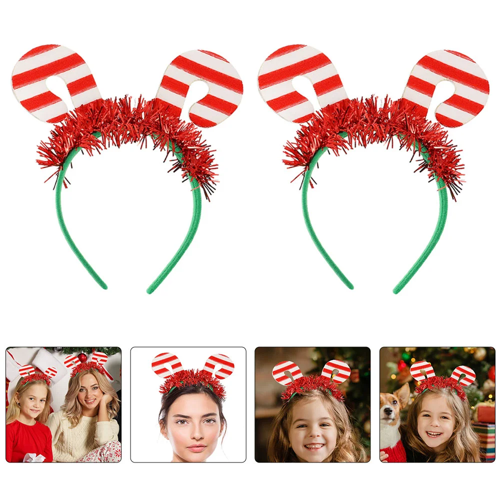 

3 Pcs Christmas Cane Headband Decorative Hairband Candy Children Headdress Latte Art Party Decors
