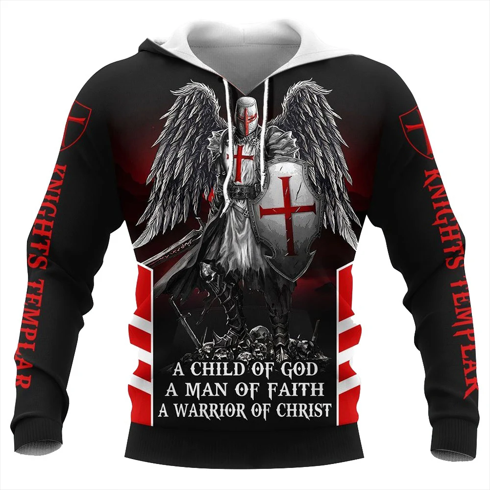 Men Hoodie Knights Templar Jesus 3D All Over Printed Ordre Du Temple Autumn Unisex Hooded Pullover Sudadera Hombre Dropshipping