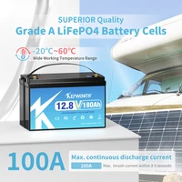 Batterie à Cycle profond 12V 180Ah LiFePO4 Phosphate de fer au Lithium de qualité a pour moteur de pêche à la traîne solaire de bateau RV-énergie Rechargeable 6