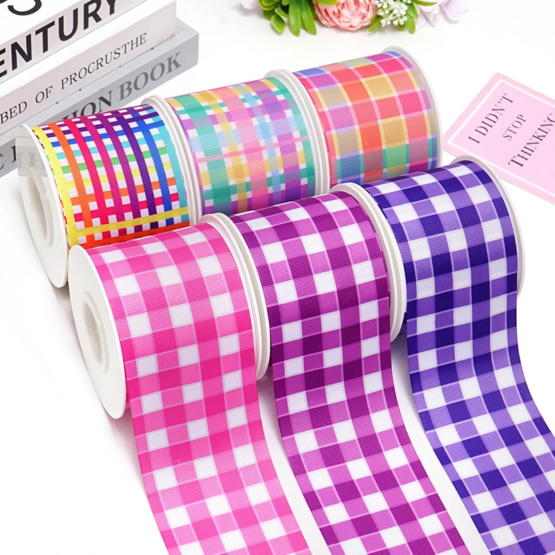 5-Yards-Grid-Printed-Grosgrain-Satin-Ribbons-For-Bows-DIY-Craft ...
