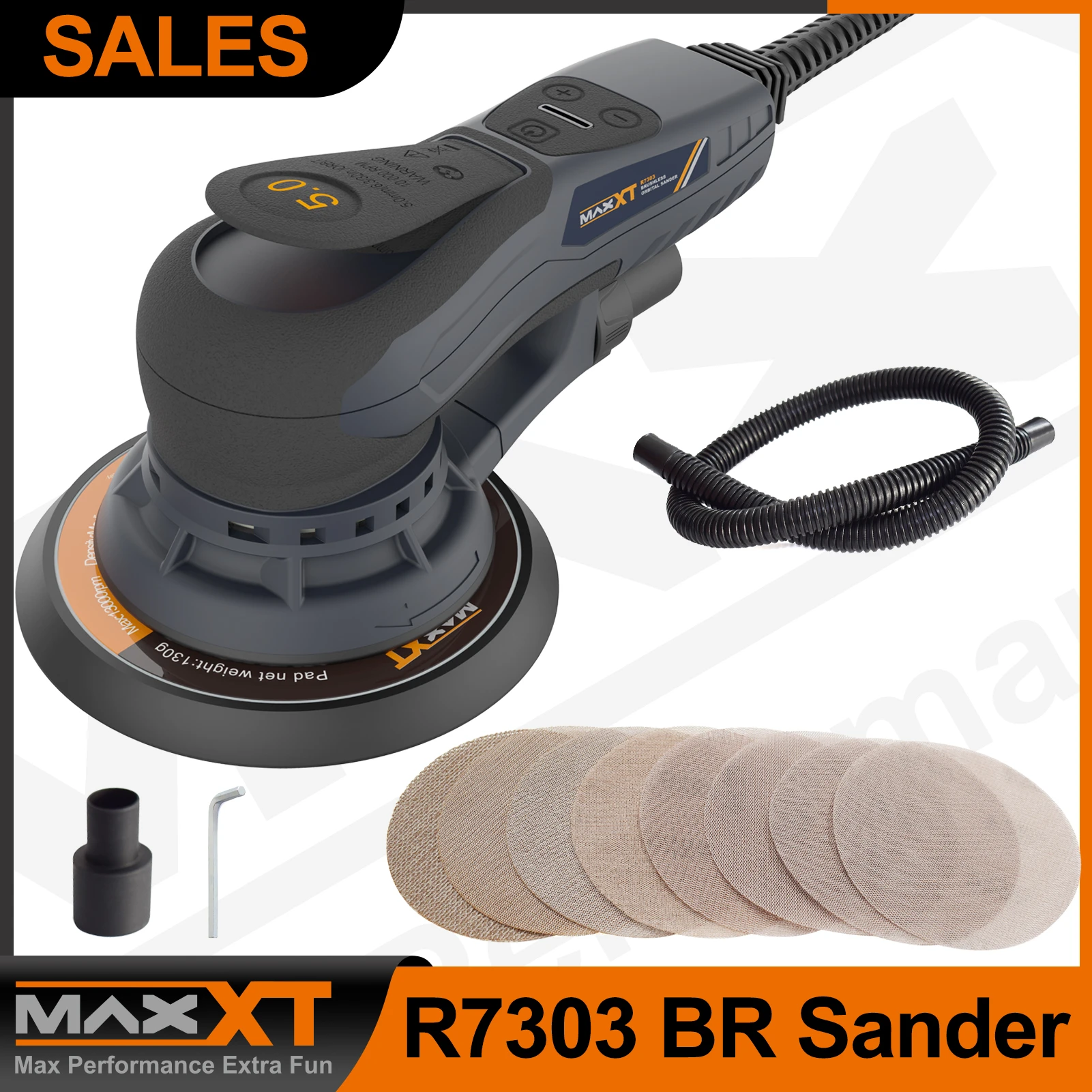 MAXXT 350W Eccentric Size 5mm Brushless Random Orbital Sander With