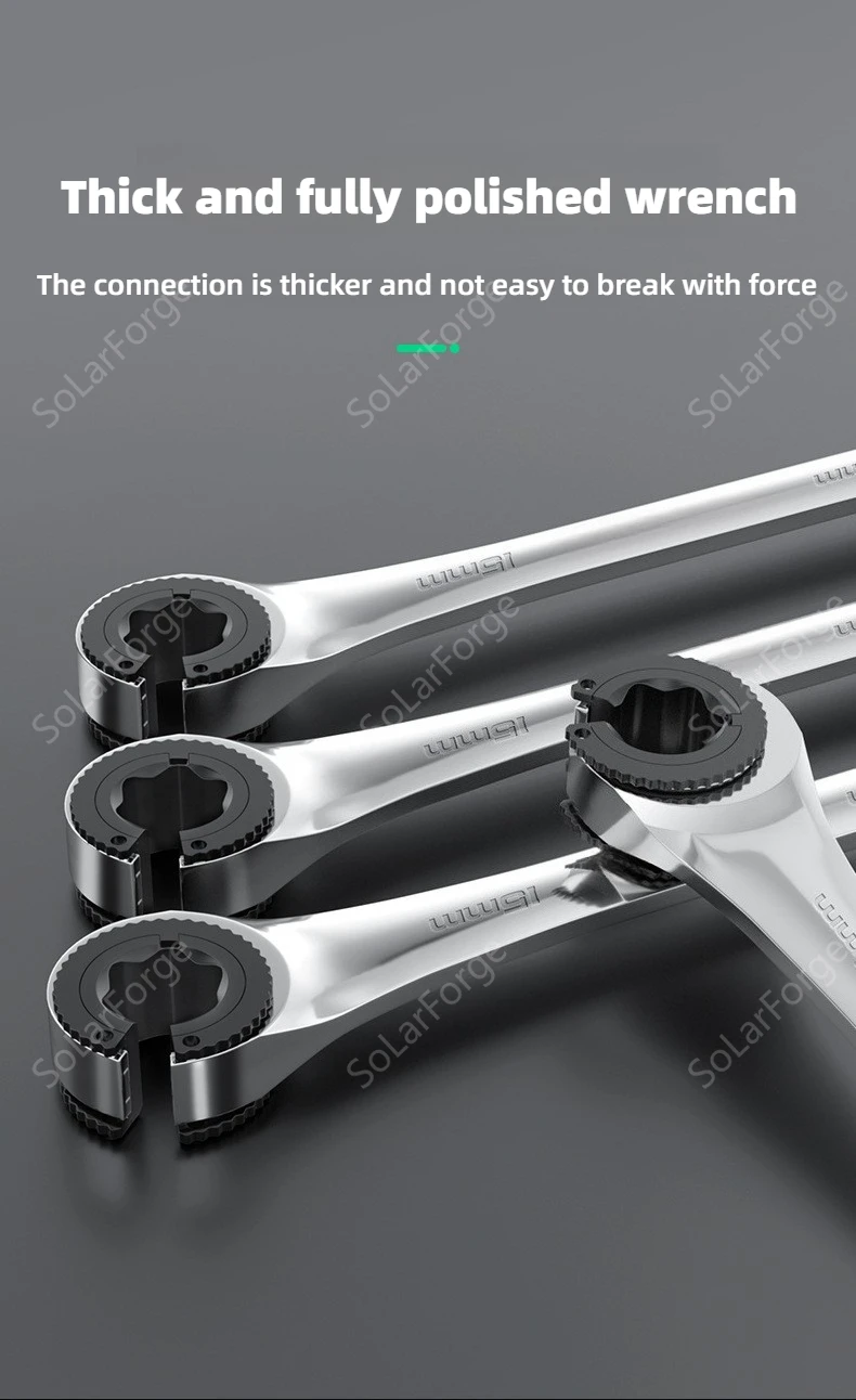 BAOLIAN Rohr-Ratschenschlüssel mit halboffenem Kopf 8-19MM 72 Zähne für Autoreparatur Öl-Kombinationsschlüssel – Detail 10