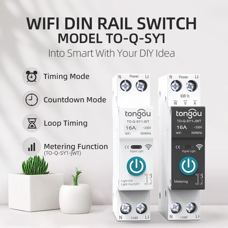 Interruttore Wi-Fi 1P+N Per Guida DIN – Compatibile Con Tuya E Smart Life, Timer E Controllo Vocale Alexa/Google