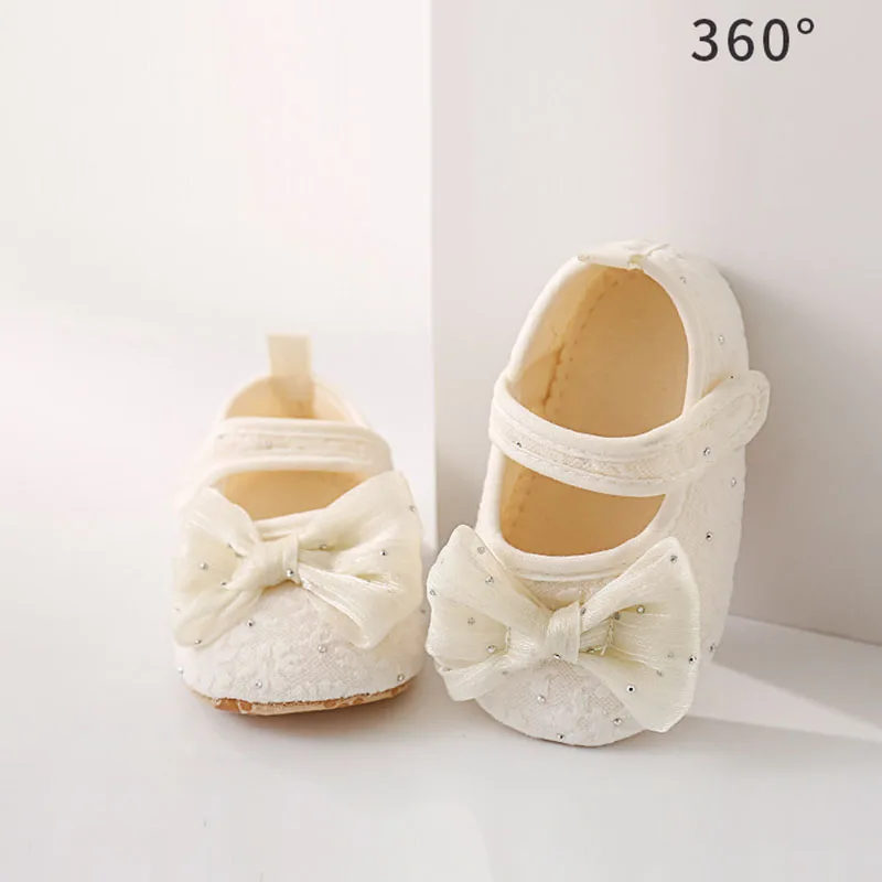 Baby Girls Lace Bow Shoes Soft Sole Walking