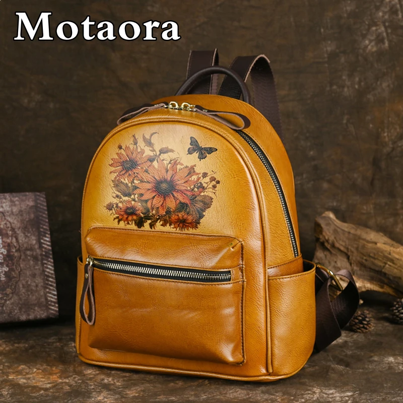 

MOTAORA Women's Backpack Hand Drawn Women Bag Vintage Large Capacity Anti Theft Backpacks School Bags For Teenage Girls 2024 New