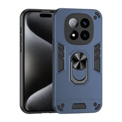 Rugged Shockproof Protective Case with Ring Stand Holder for Redmi Note 14 Pro 4G (Global) (Blue)