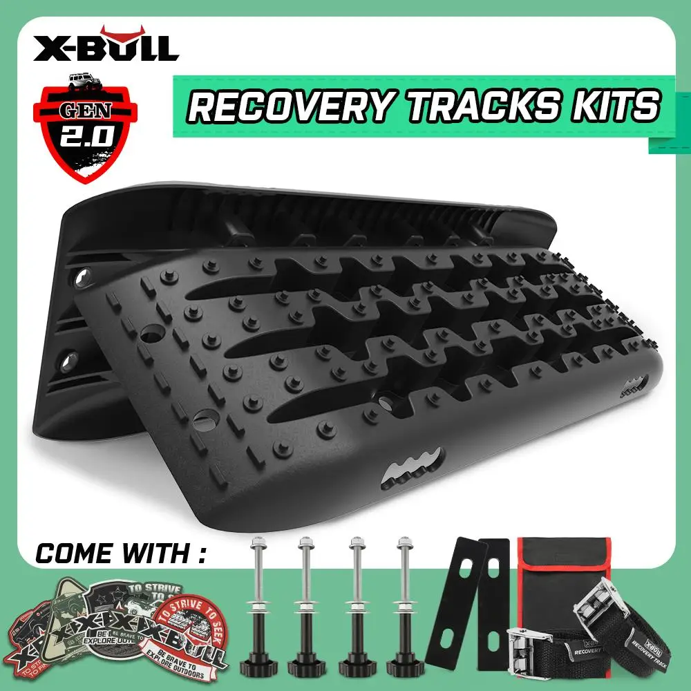 X-BULL Recovery tracks Sand Trucks Offroad With 4PCS Mounting Pins 4WDGen 2.0-Black