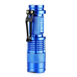 Compact Waterproof 2000lm LED Flashlight - Zoomable with 5 Color Options (Blue flashlight)