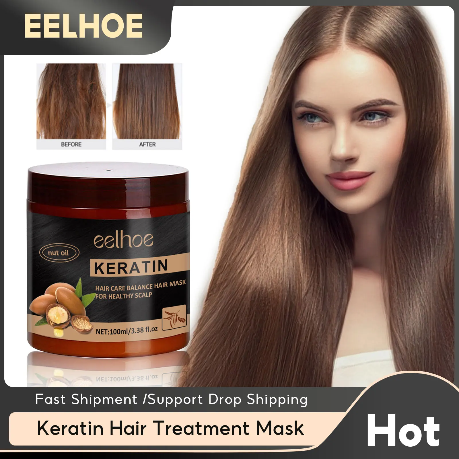 

Professional Keratin Hair Mask Moisturizing Deep Repair Dry Frizz Damaged Treatment Scalp Smoothing Hair Shiny Conditioner Cream