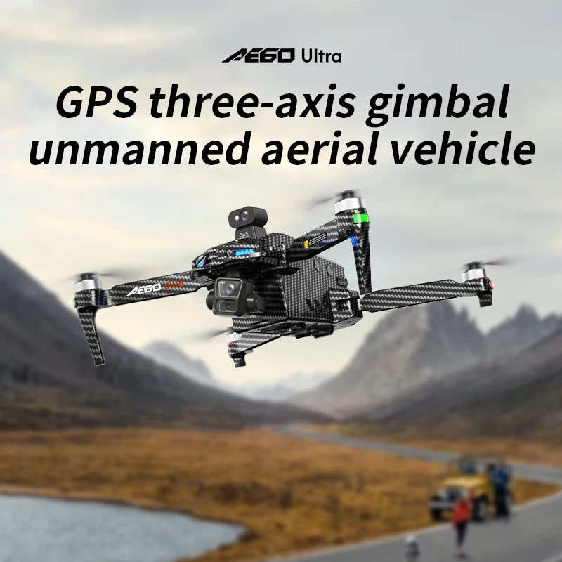 AE60 GPS Drone 8K Professional Dual Camera 3-Axis Gimbal Brushless Obstacle Avoidance Large Screen 5G 20KM 800G Airdrop FPV Dron