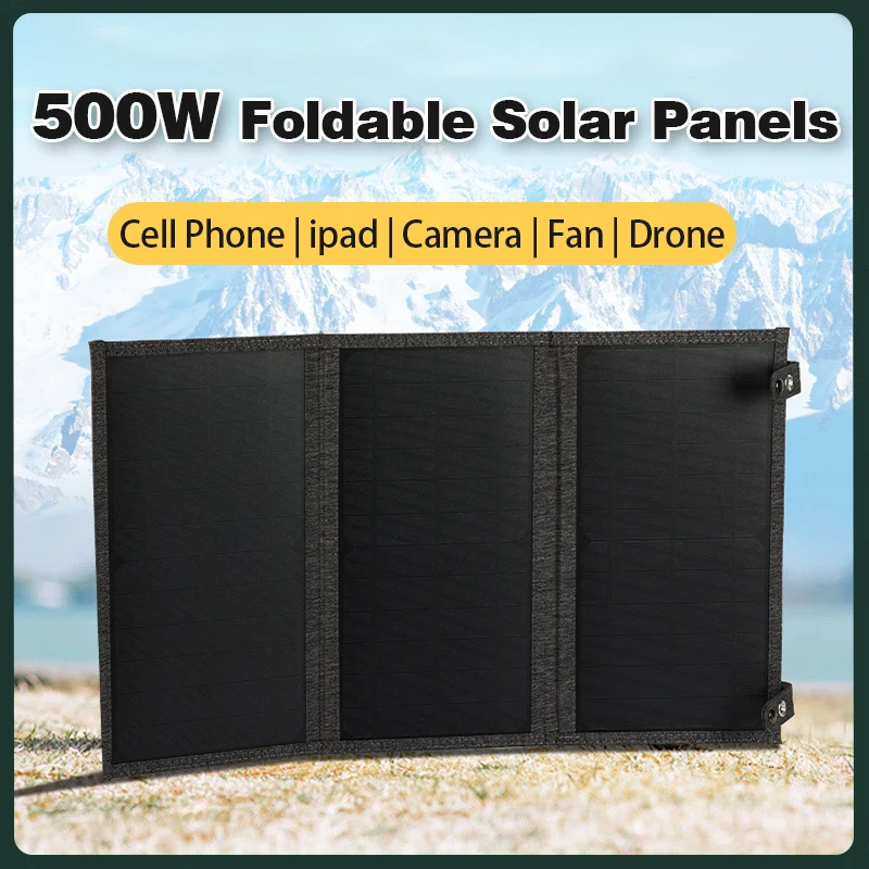 Pannello Solare Pieghevole Da 500W Portatile Impermeabile Power Bank Alimentatore Solare Mobile Qc3.0 Ricarica Rapida Adatto Per Esterni