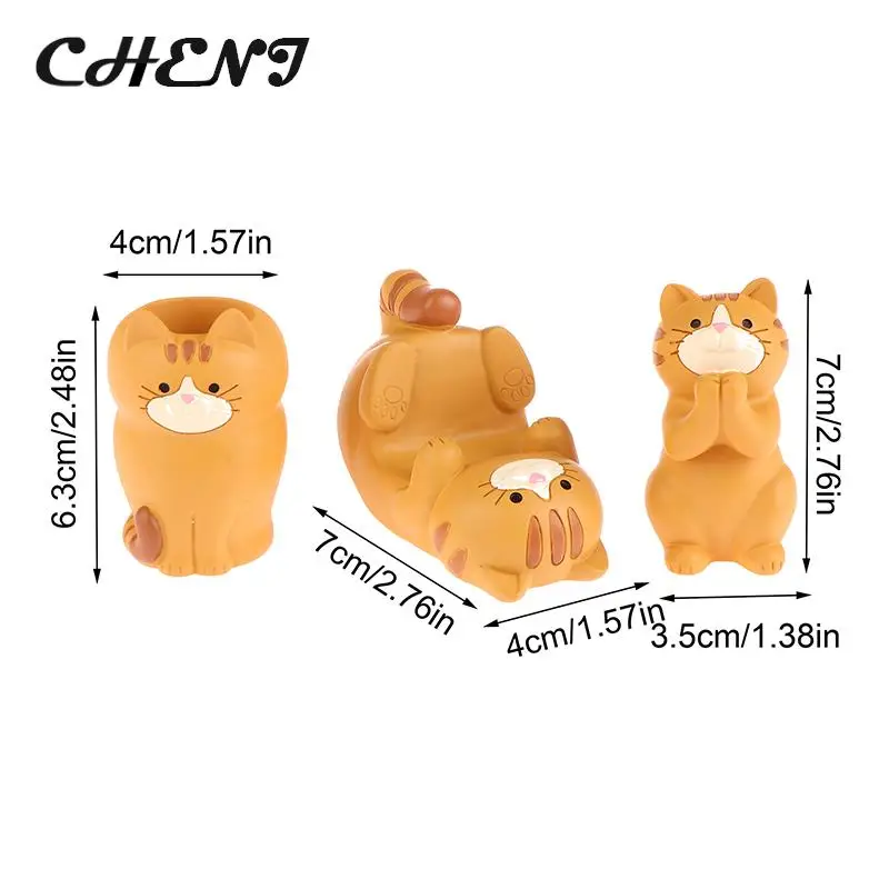 1Pc Japan Style Glasses Mobile Phone Holder Stationery Desktop Cat Decoration Collectible Home Decor Resin Craft Ornaments