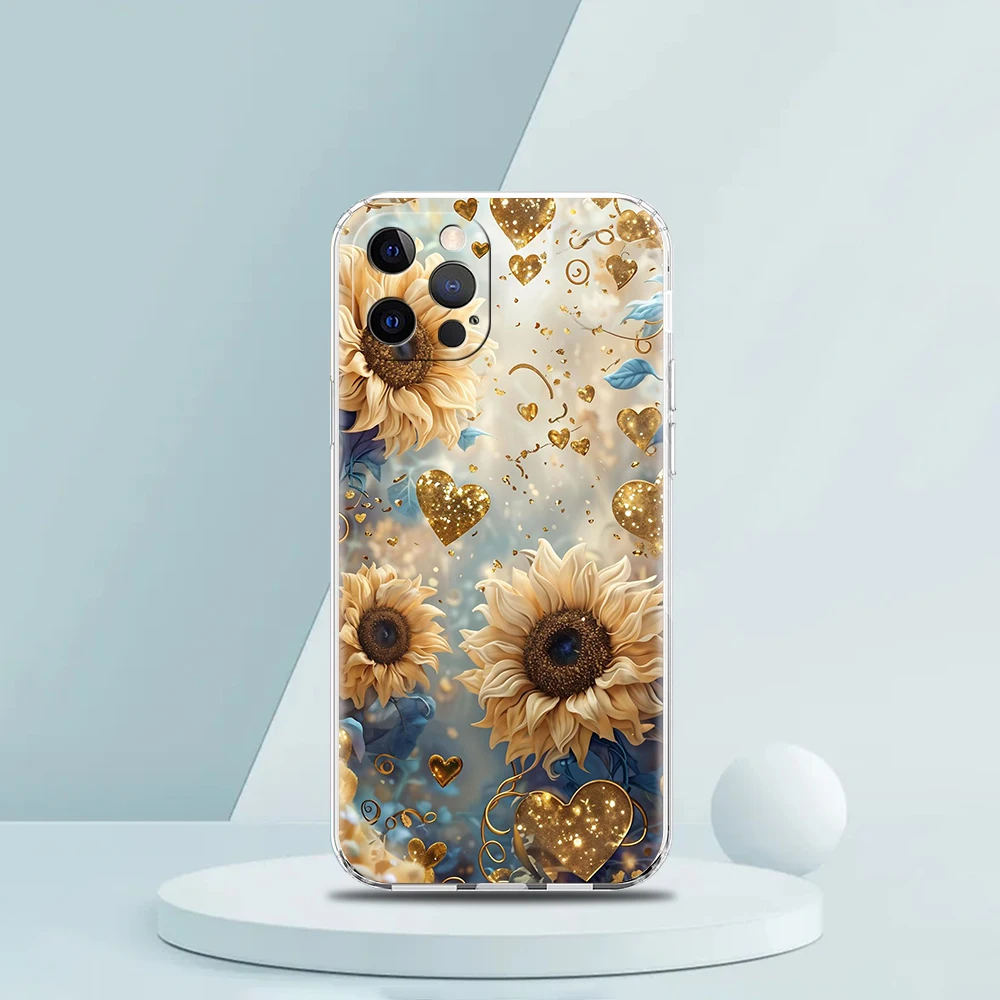 Transparent Soft TPU Shockproof Phone Case with Fashion Flower Design