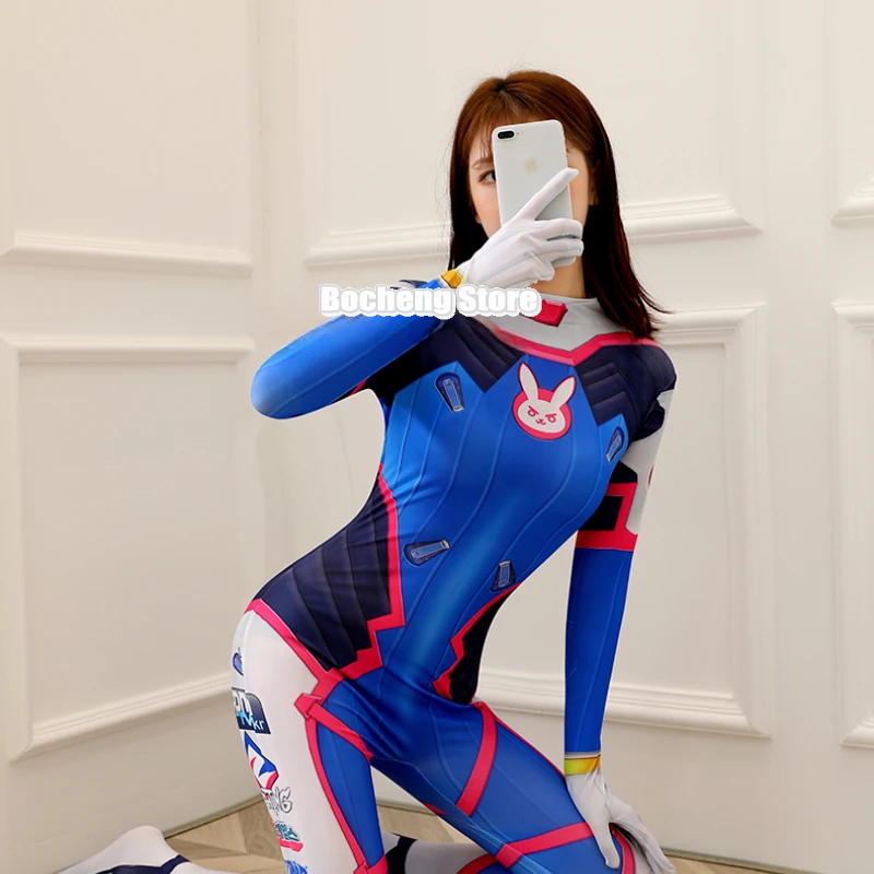 Vendita Calda Costume Di Halloween Stampa 3D Overwatch Lady D Va Costume Ladies Plus Size Cosplay Bambini Adulti Due Spandex Dva Stretto